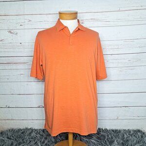 Tommy Bahama Golf 18 Orange Zip Polo Short Sleeve Shirt Large‎